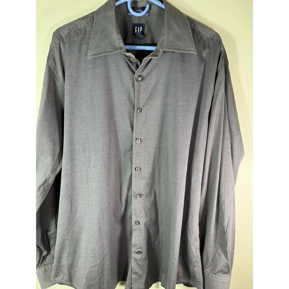 Men's XL Gray Solid Gap Button-Up Dress Shirt - Stylish Long Sleeve Formal Shirt - Picture 2 of 9